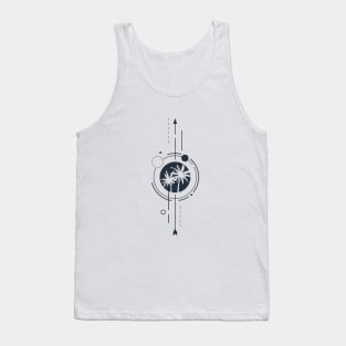 Palms At Night. Geometric, Line Art Style Tank Top